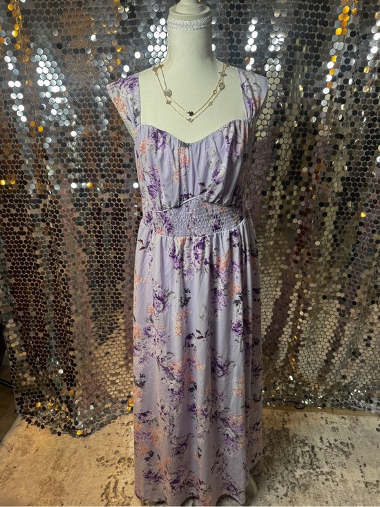 Grace Karin Dresses & Skirts - Grace Karin Lavender Floral Maxi Dress with Peach Accents
